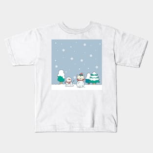 Snowman in Winter Kids T-Shirt